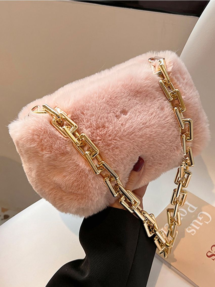 Minimalist Chain Fluffy Shoulder Bag