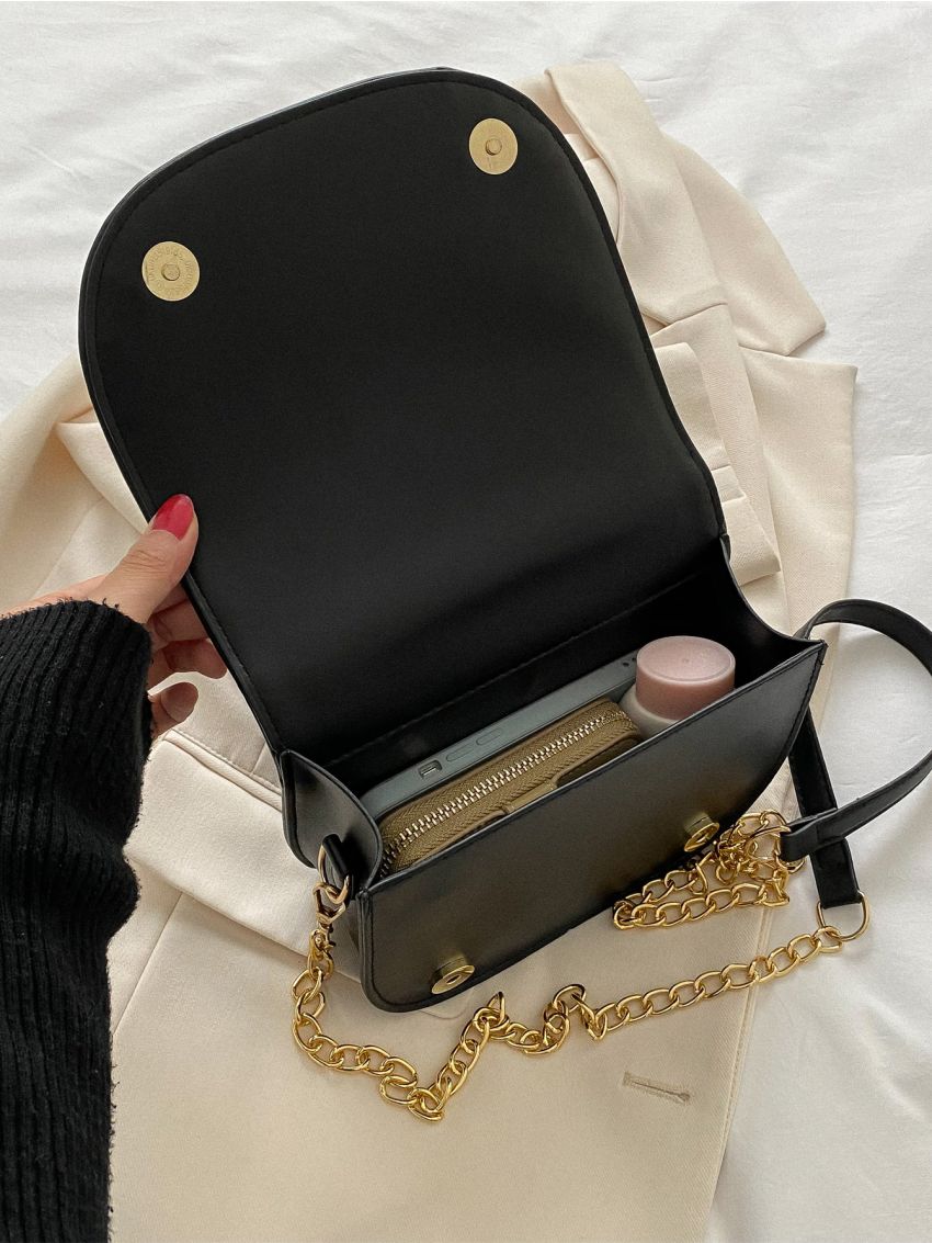 Mini Quilted Flap Chain Saddle Bag