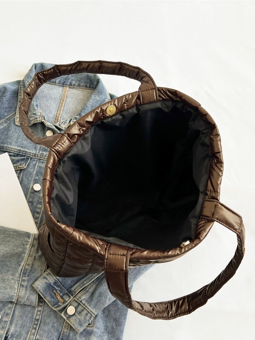 Quilted Detail Shoulder Tote Bag