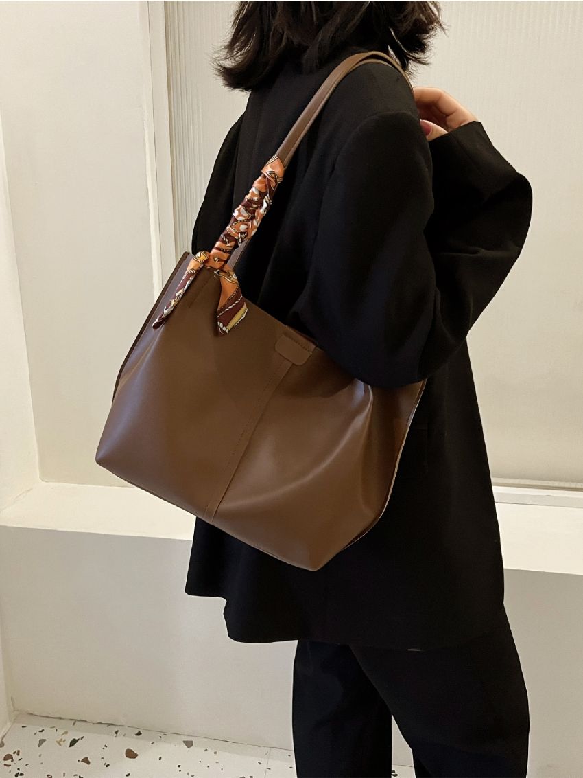 Twilly Scarf Decor Shoulder Tote Bag