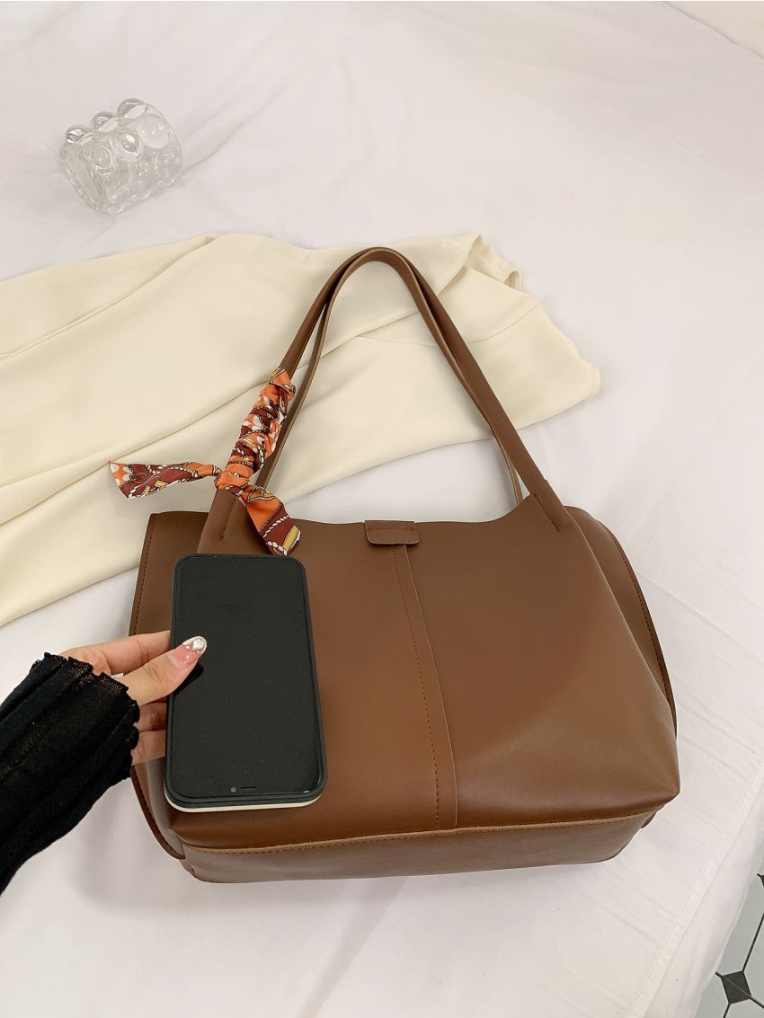 Twilly Scarf Decor Shoulder Tote Bag