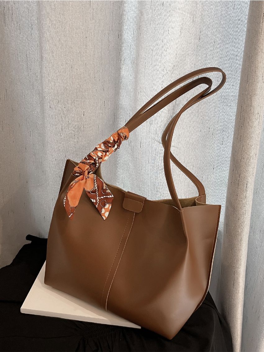 Twilly Scarf Decor Shoulder Tote Bag