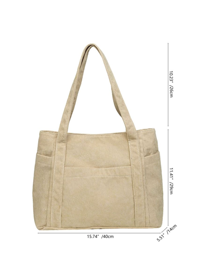 Minimalist Pocket Side Corduroy Shopper Bag