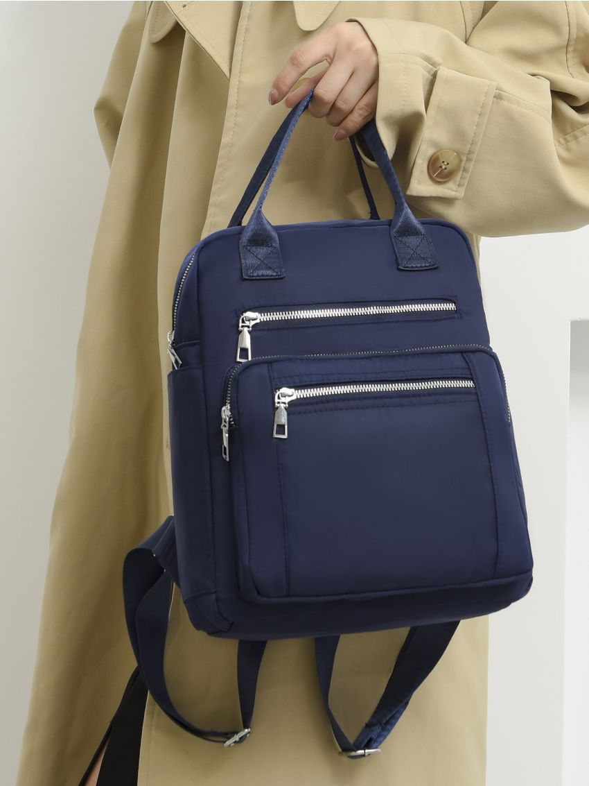 Double Handle Classic Backpack Zipper For Daily Life