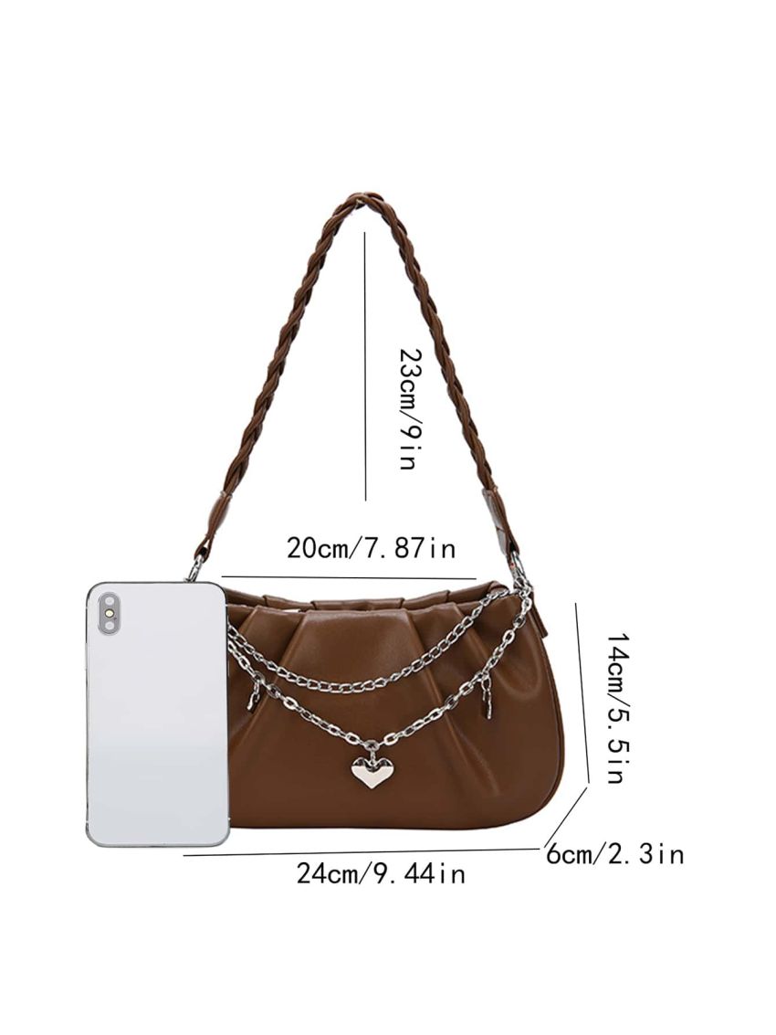 Chain Decor Ruched Bag