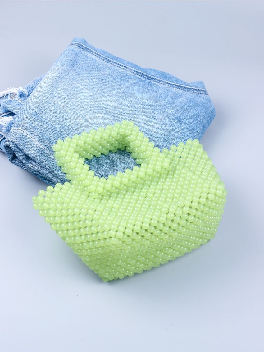 Mini Hollow Out Beaded Satchel Bag