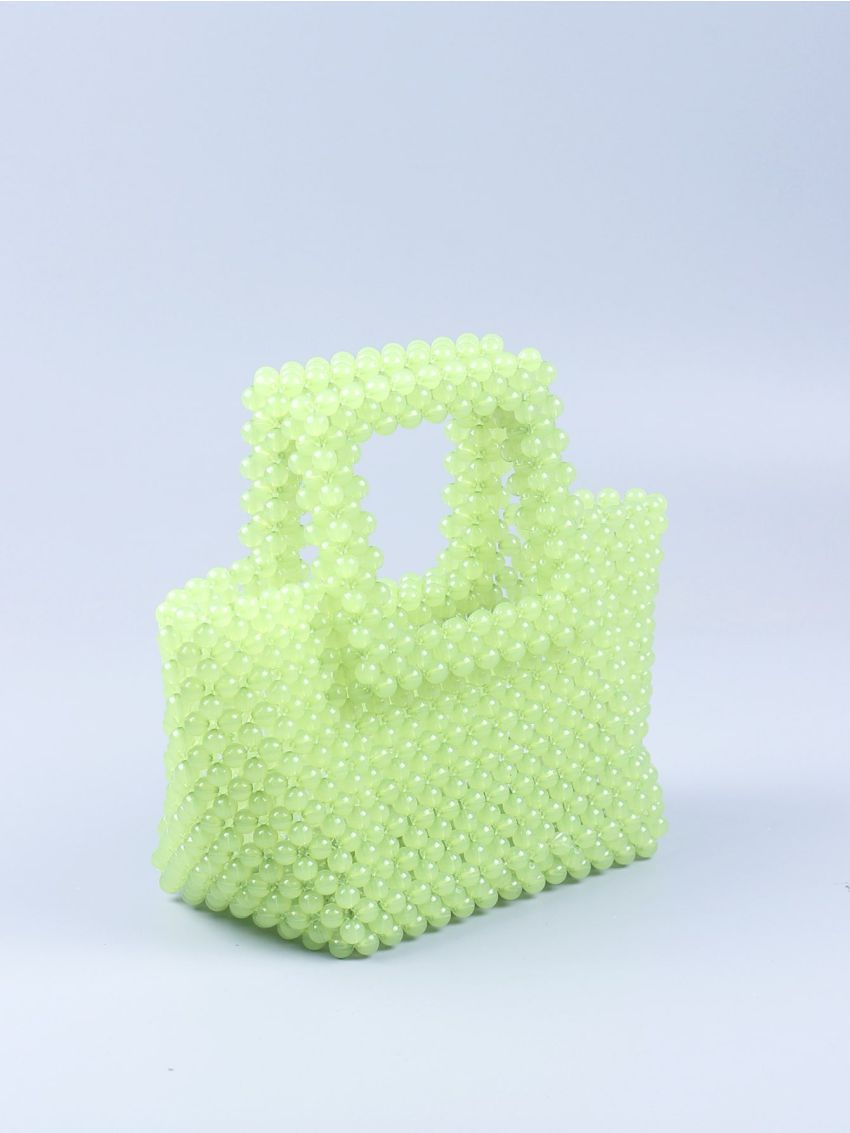 Mini Hollow Out Beaded Satchel Bag