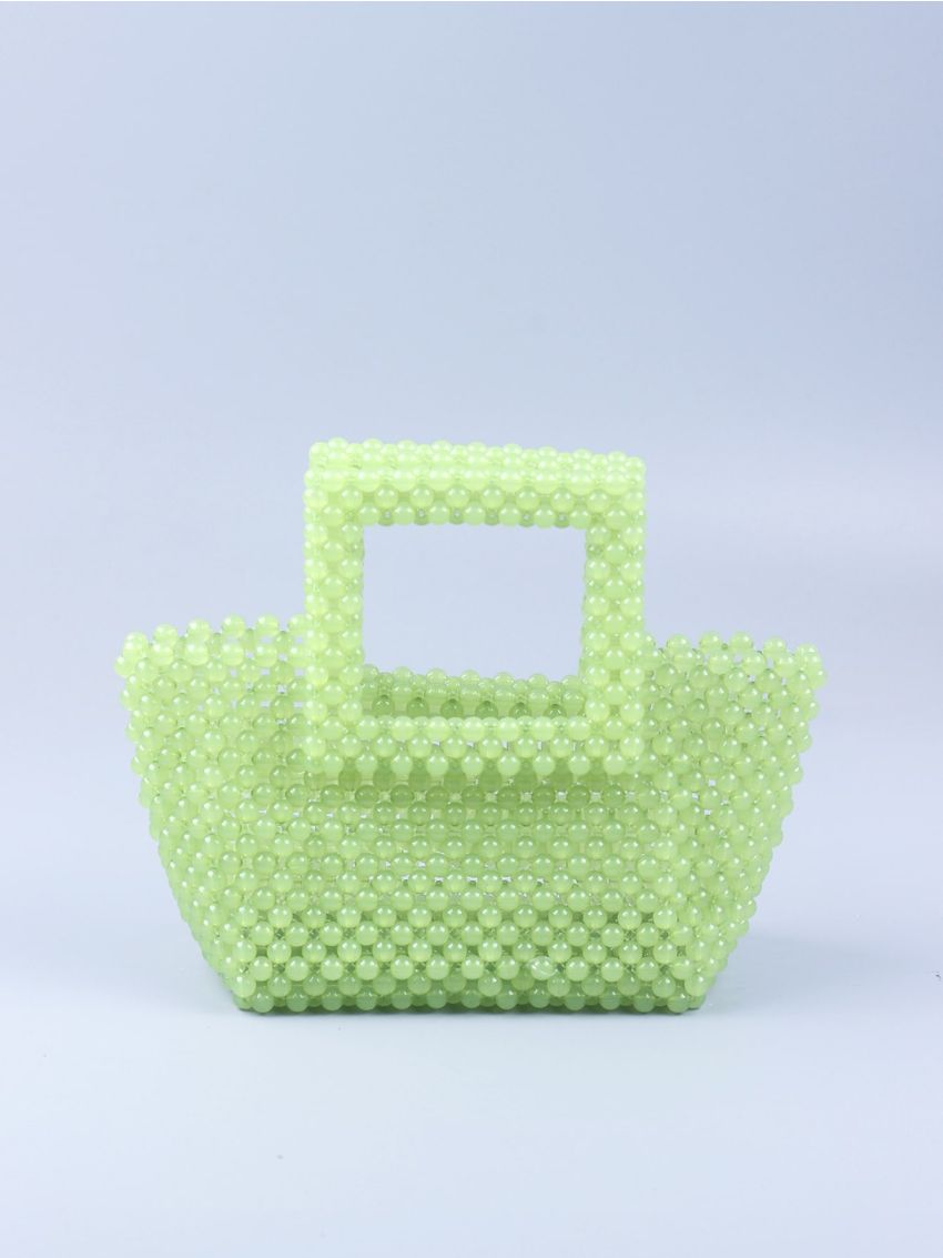 Mini Hollow Out Beaded Satchel Bag