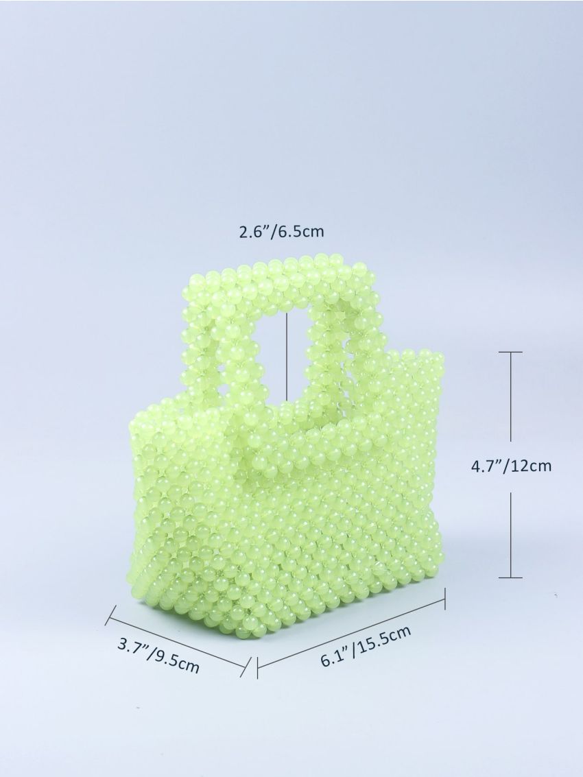 Mini Hollow Out Beaded Satchel Bag