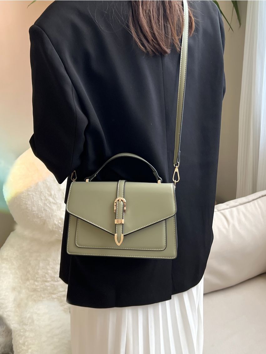 Buckle Decor Flap Square Bag