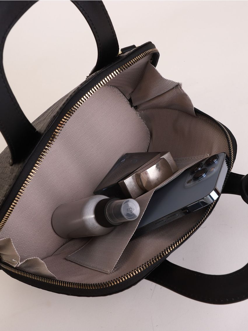 Letter Graphic Crocodile Embossed Chain Dome Bag