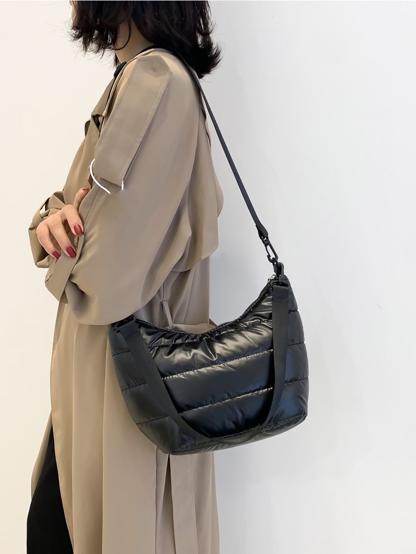 Mini Geometric Quilted Hobo Bag