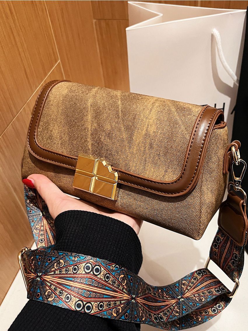 Colorblock Flap Square Bag