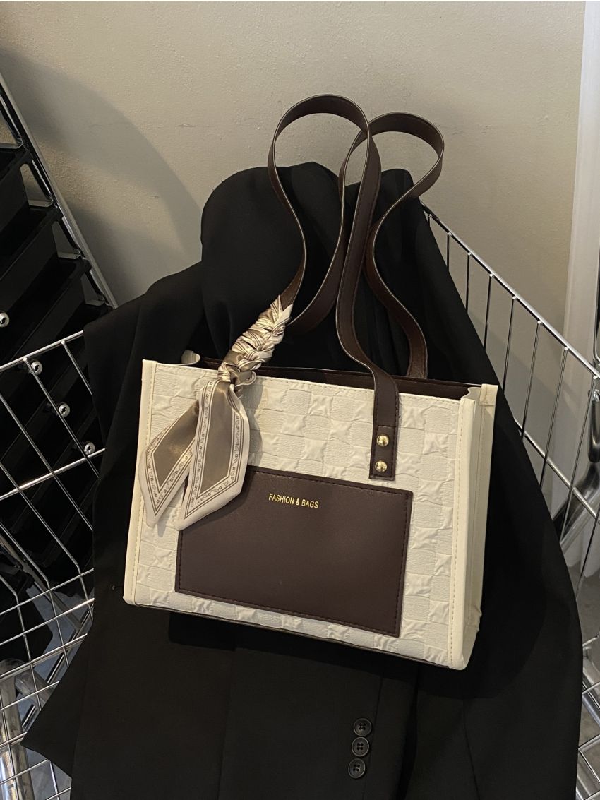 Colorblock Twilly Scarf Decor Square Bag