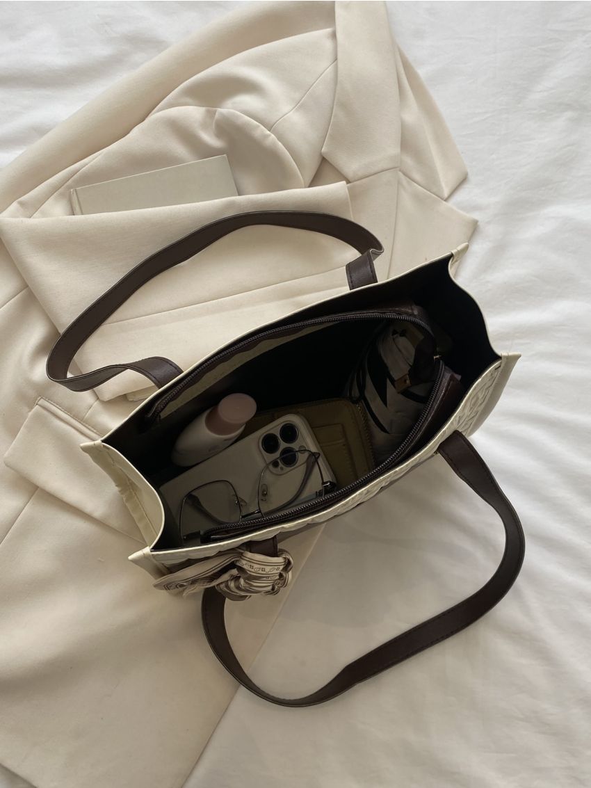 Colorblock Twilly Scarf Decor Square Bag