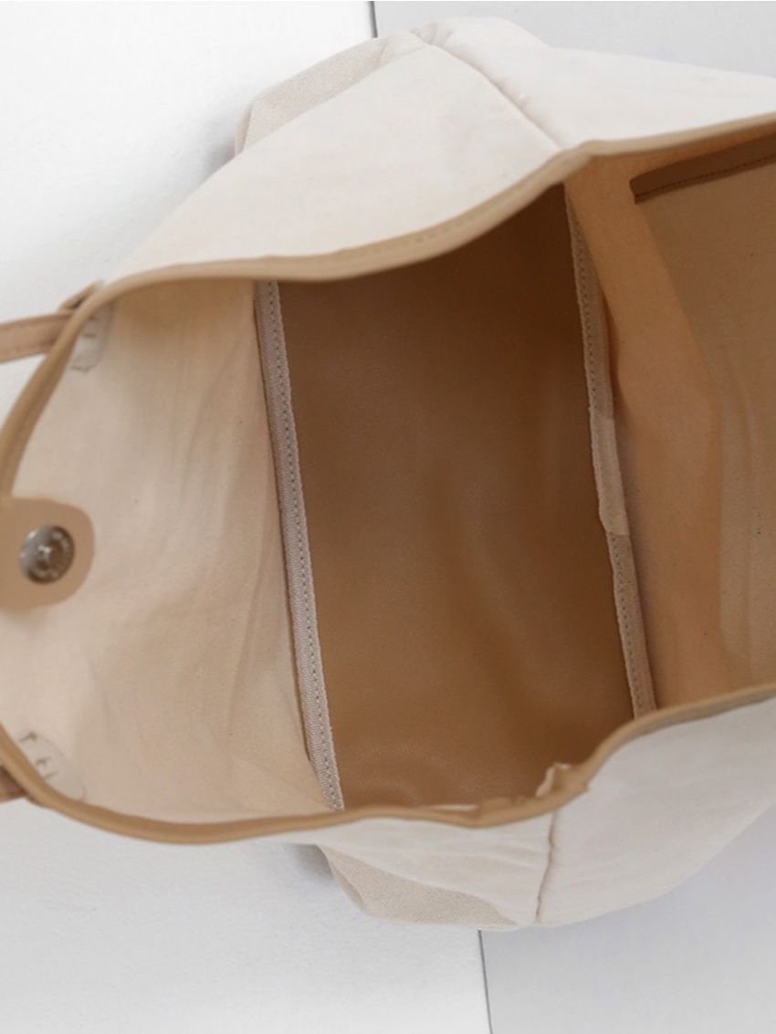 Contrast Binding Shoulder Tote Bag