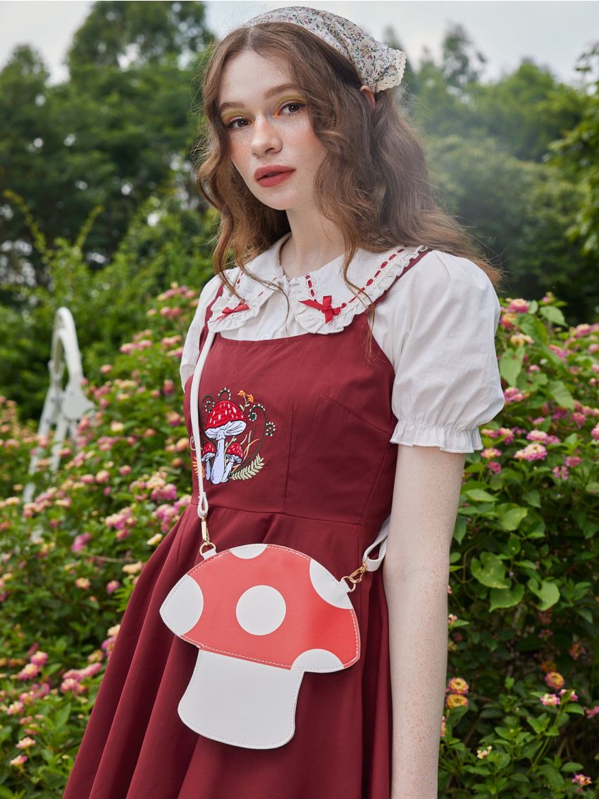 Fairycore Cartoon Mushroom Design Novelty Bag