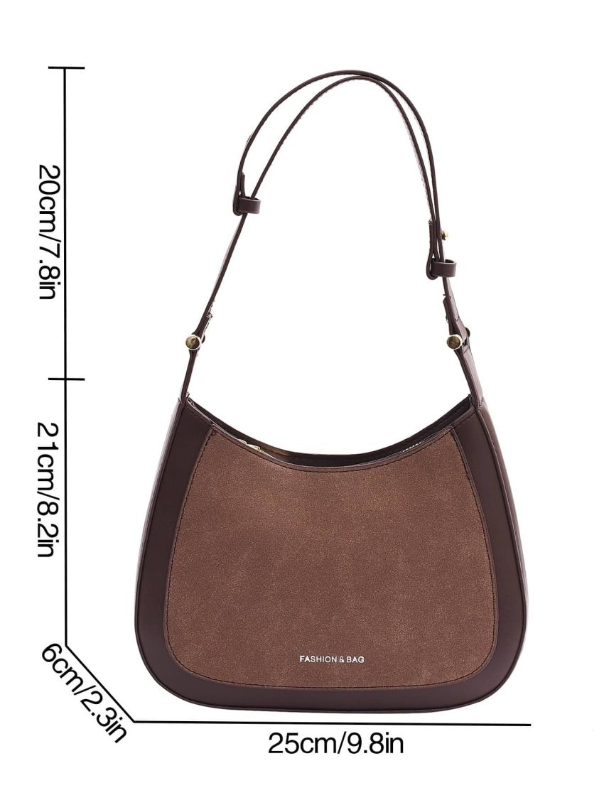 Letter Graphic Faux Suede Hobo Bag