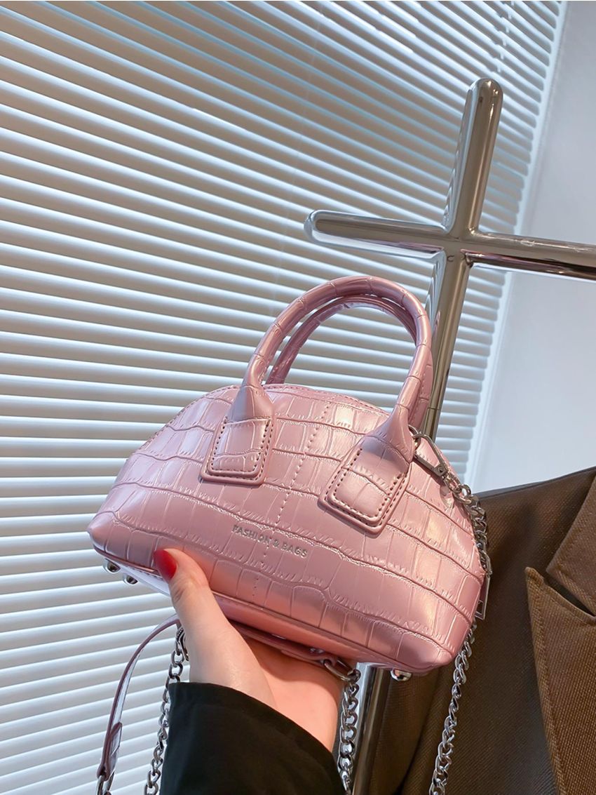 Mini Crocodile Embossed Chain Dome Bag