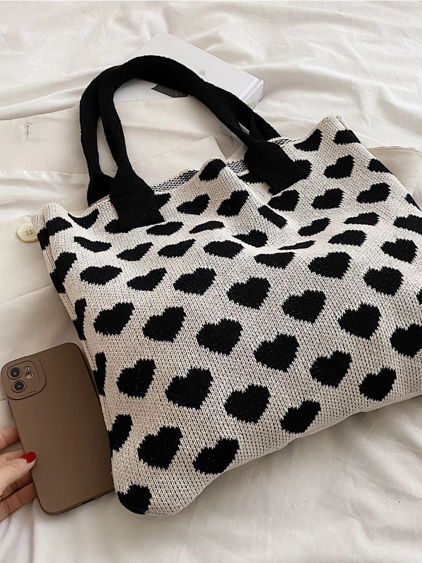 Heart Pattern Crochet Bag
