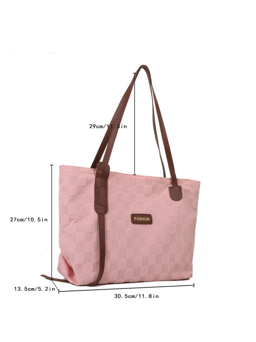 Letter Patch Decor Shoulder Tote Bag