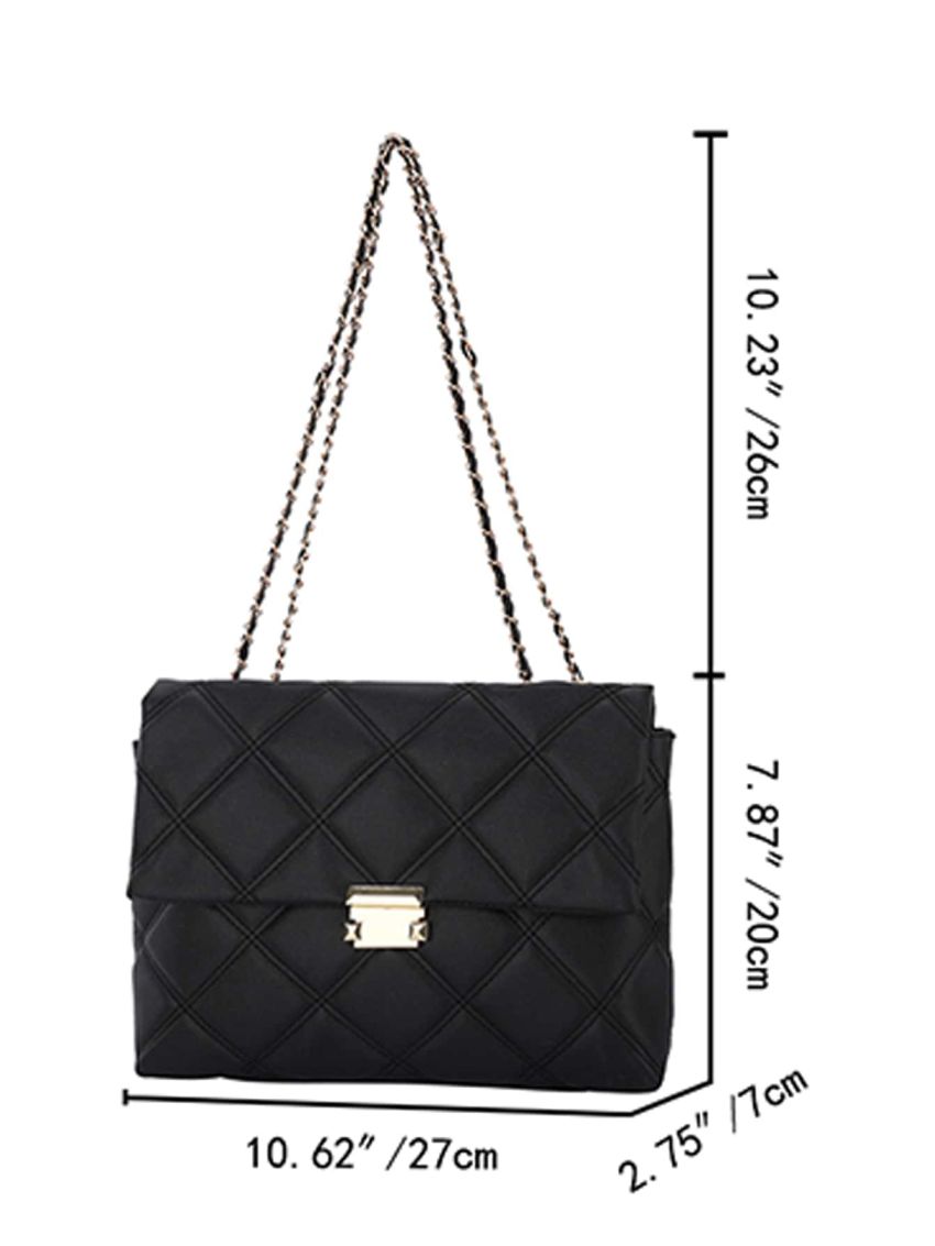 Geometric Quilted Flap Chain Square Bag
