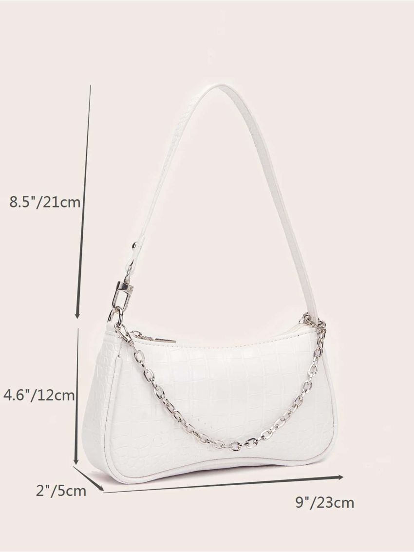 Croc Embossed Baguette Bag