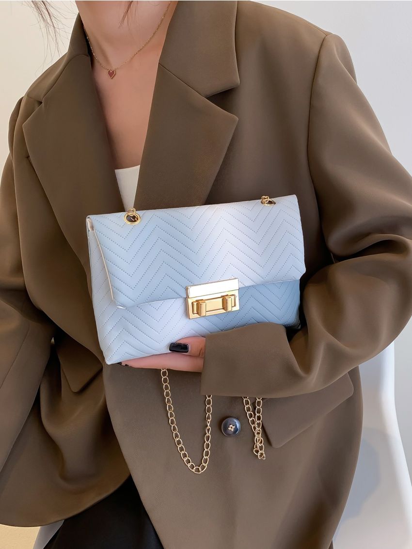 Mini Ombre Chevron Quilted Chain Square Bag