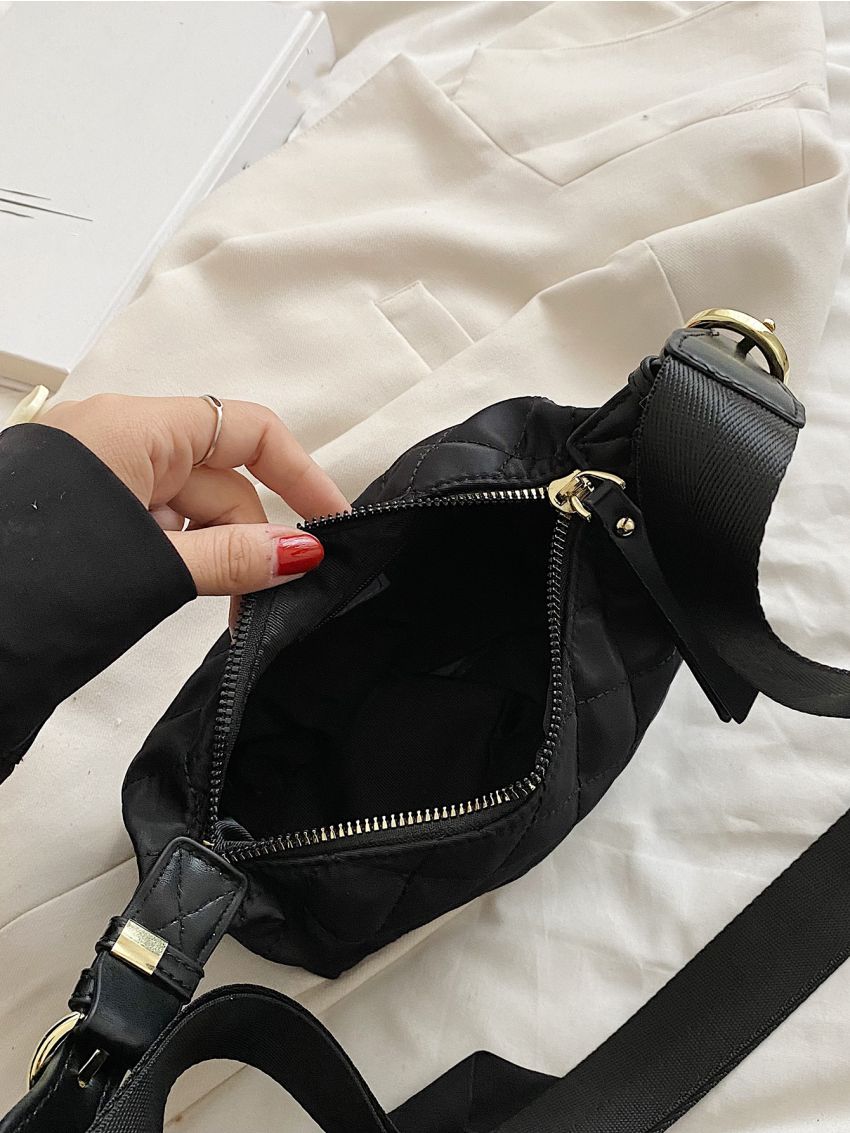 Mini Geometric Quilted Reversible Baguette Bag