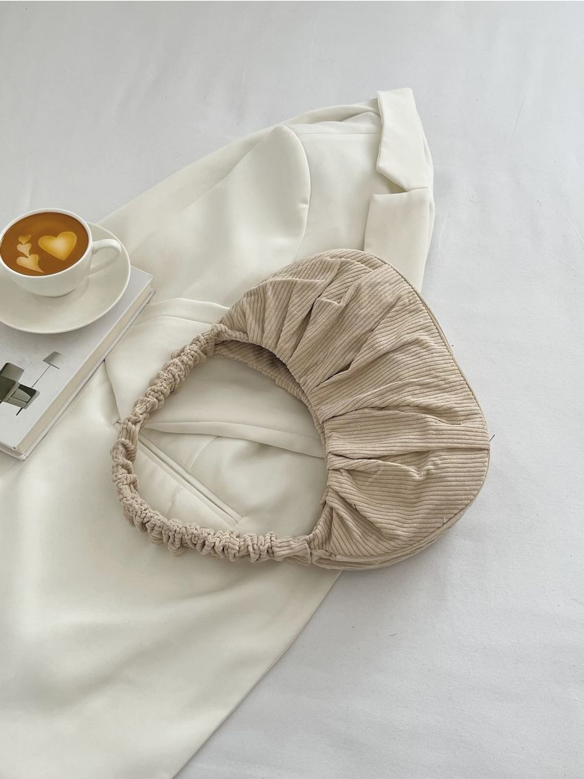 Minimalist Corduroy Reversible Ruched Bag