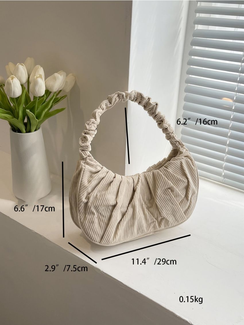 Minimalist Corduroy Reversible Ruched Bag