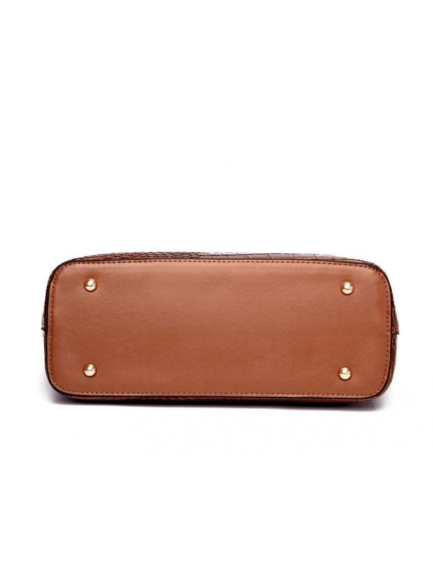 4pcs Twilly Scarf Decor Crocodile Embossed Tote Bag Set, Best Work Bag For Women