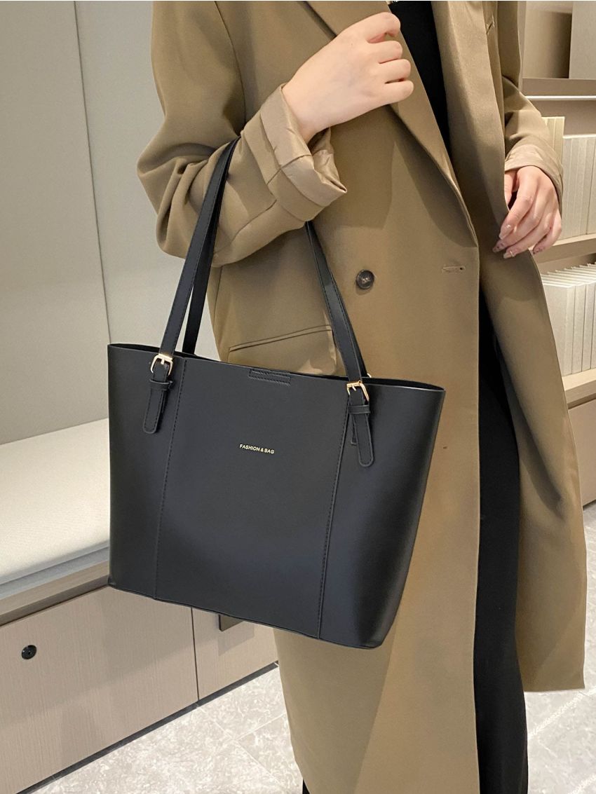 Letter Print Detail Shoulder Tote Bag, Mothers Day Gift For Mom