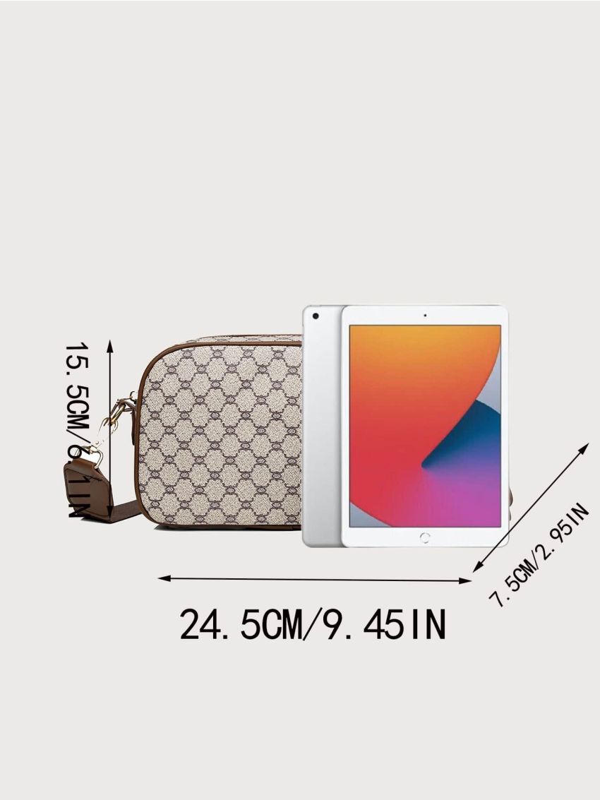 Geometric Graphic Square Bag With Coin Case