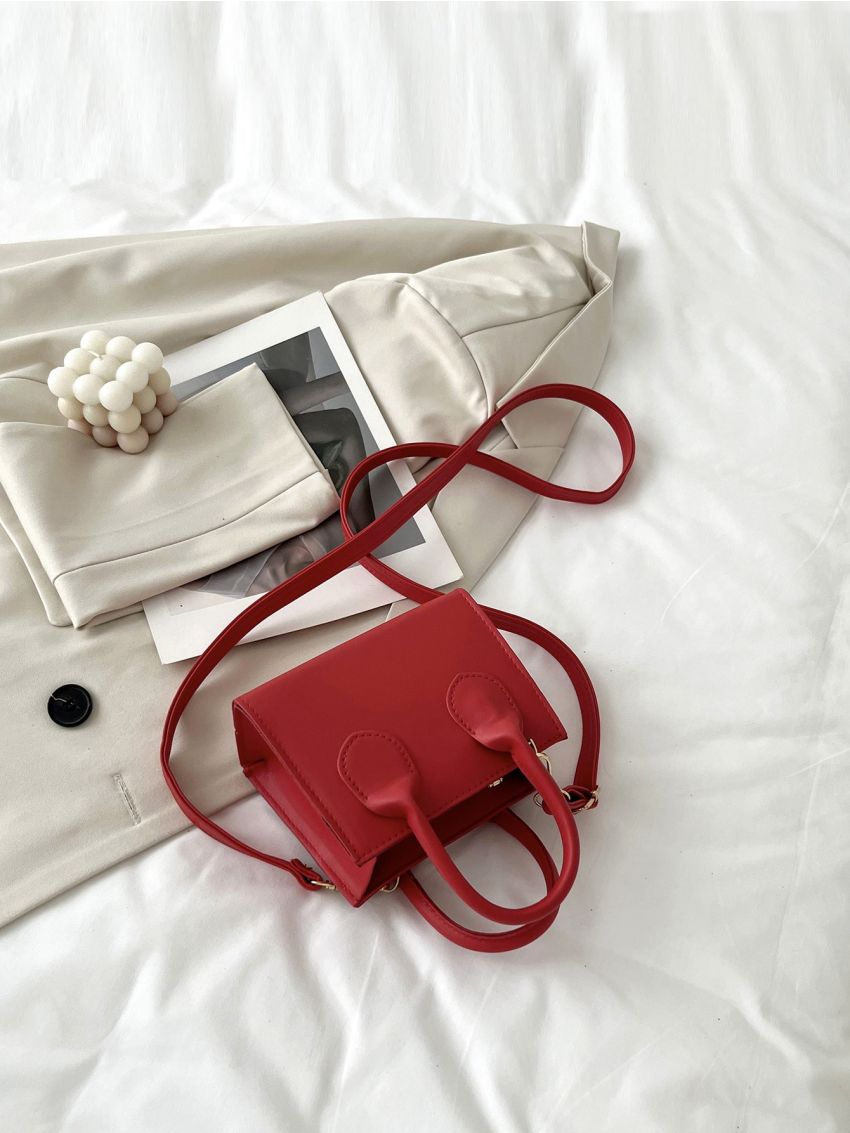 Mini Neon Red Square Bag