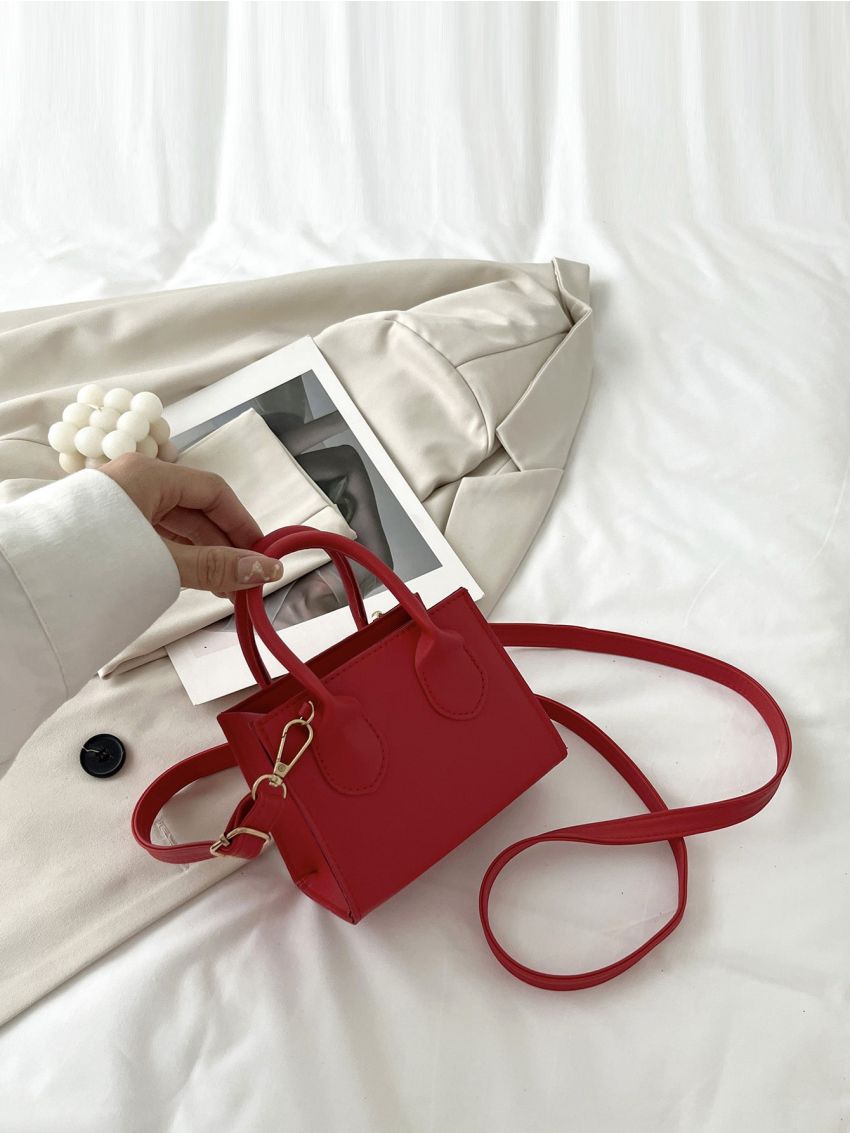 Mini Neon Red Square Bag