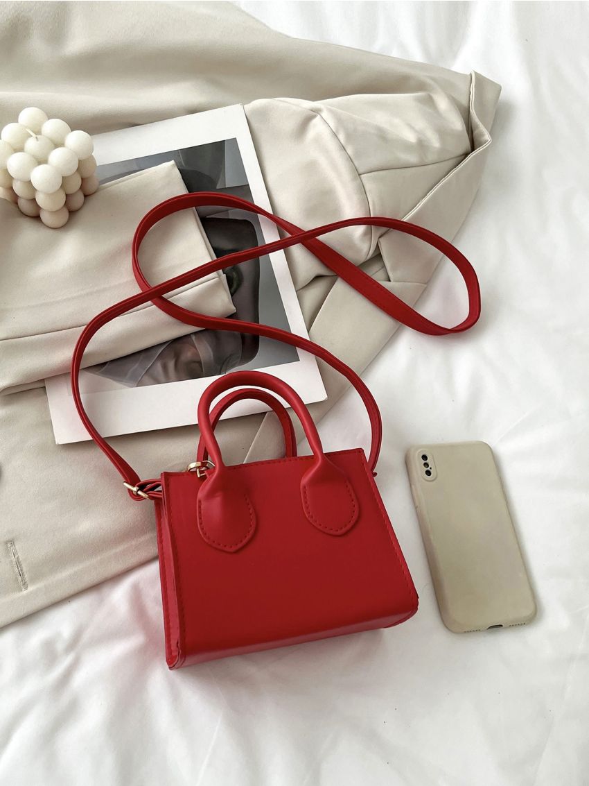 Mini Neon Red Square Bag