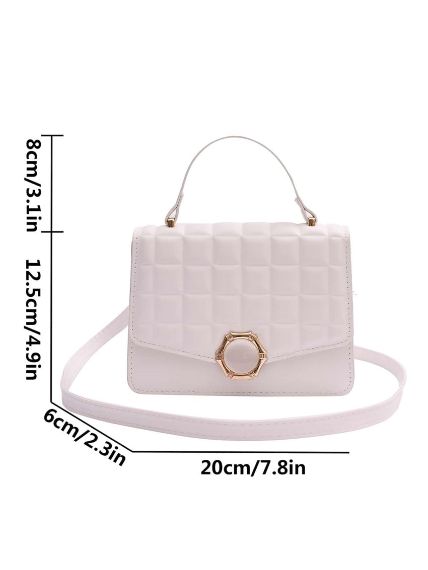 Mini Jewelled Decor Flap Square Bag Geometric Embossed