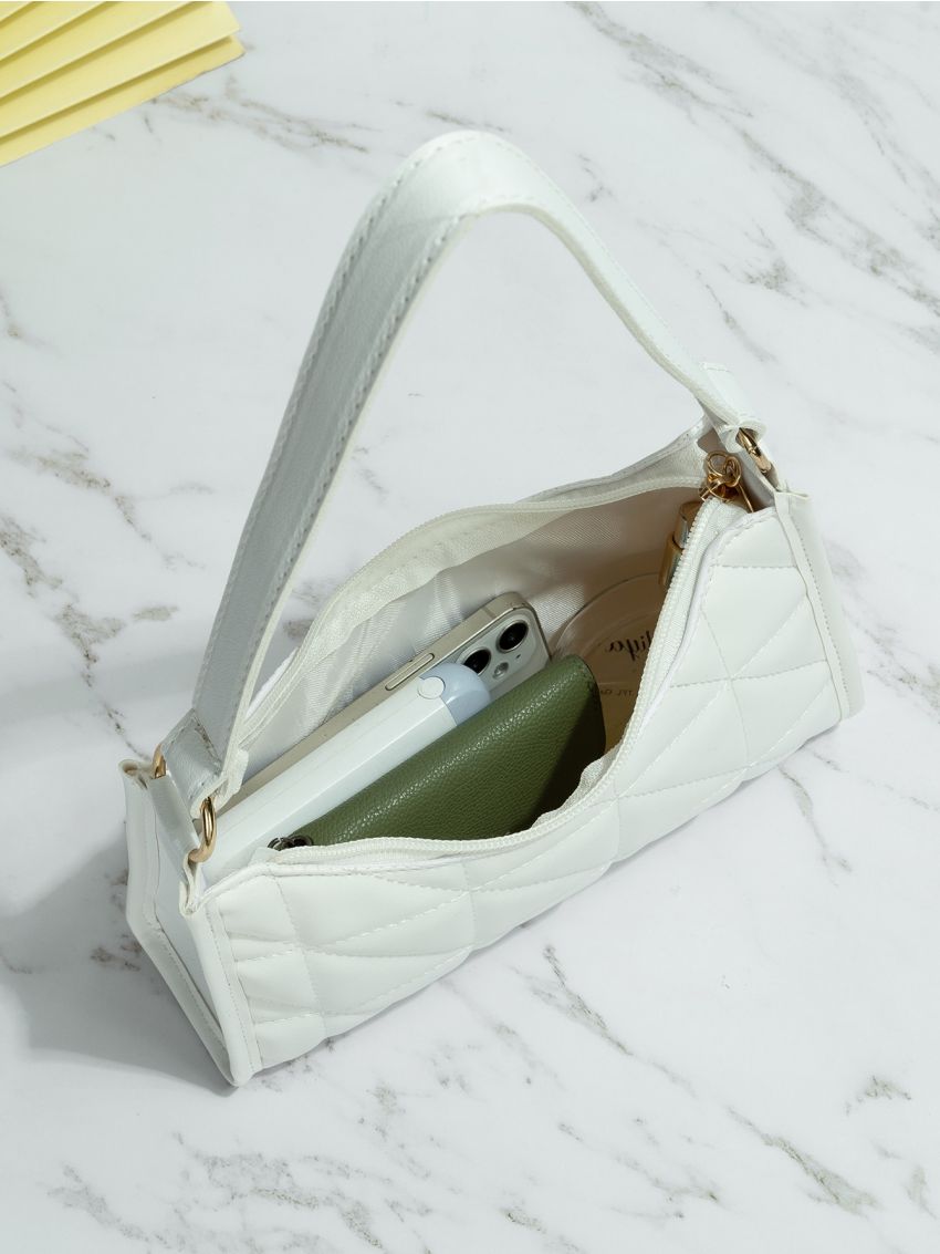 Quilted Detail Baguette Bag