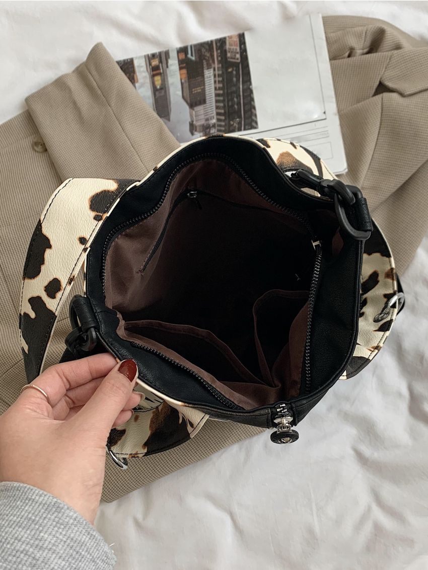 Cow Pattern Chain Square Bag