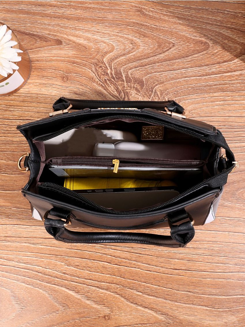 Stitch Detail Letter Decor Square Bag