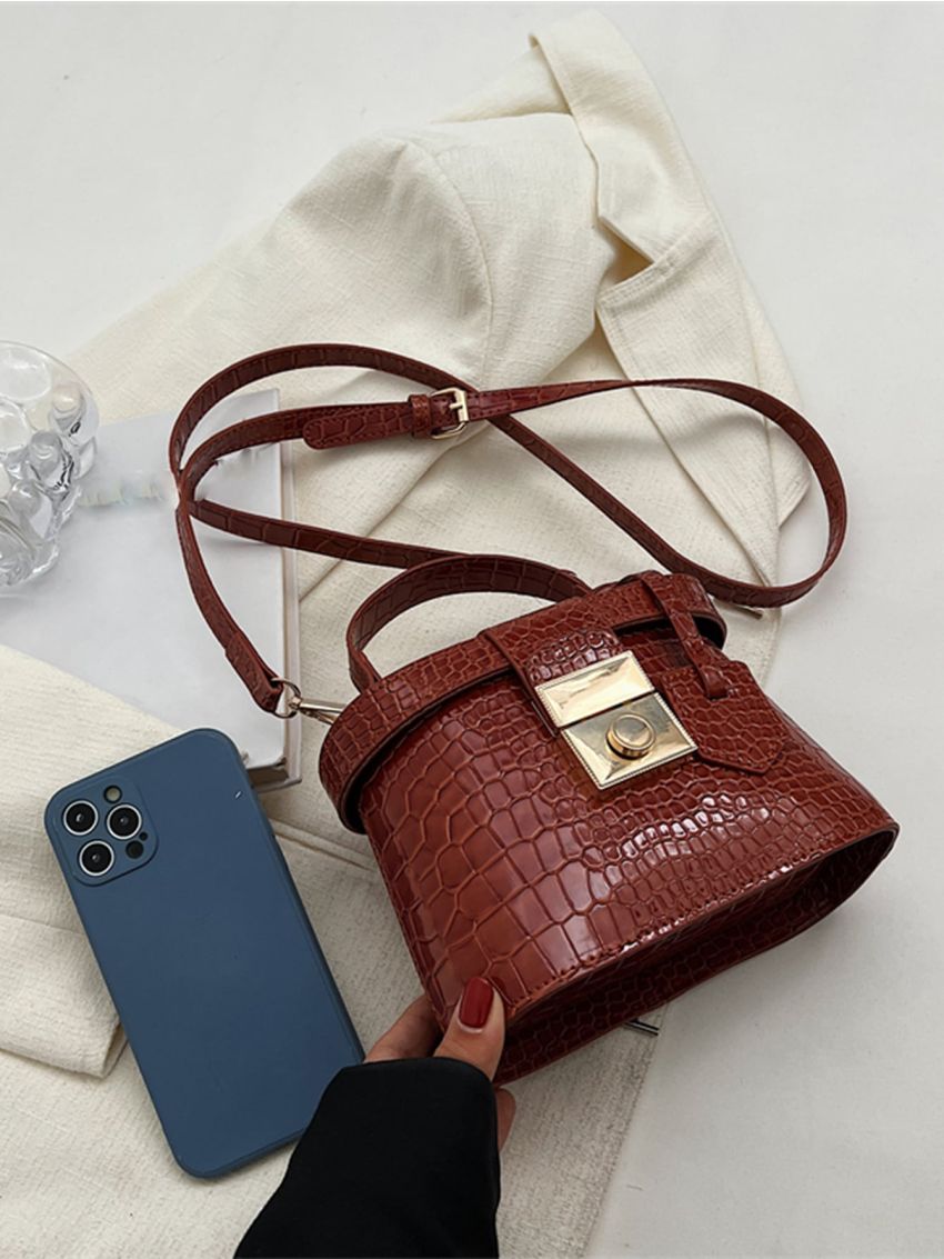 Mini Crocodile Embossed Bucket Bag