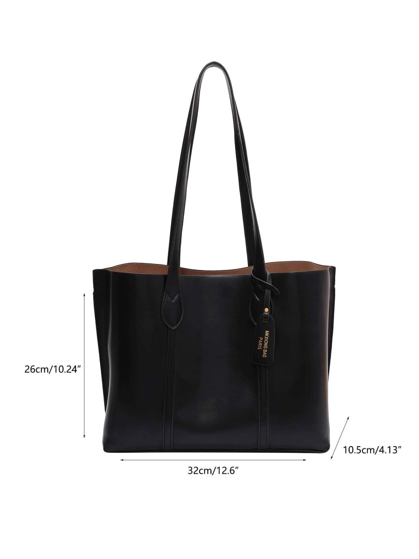 Minimalist Shoulder Tote Bag With Bag Charm