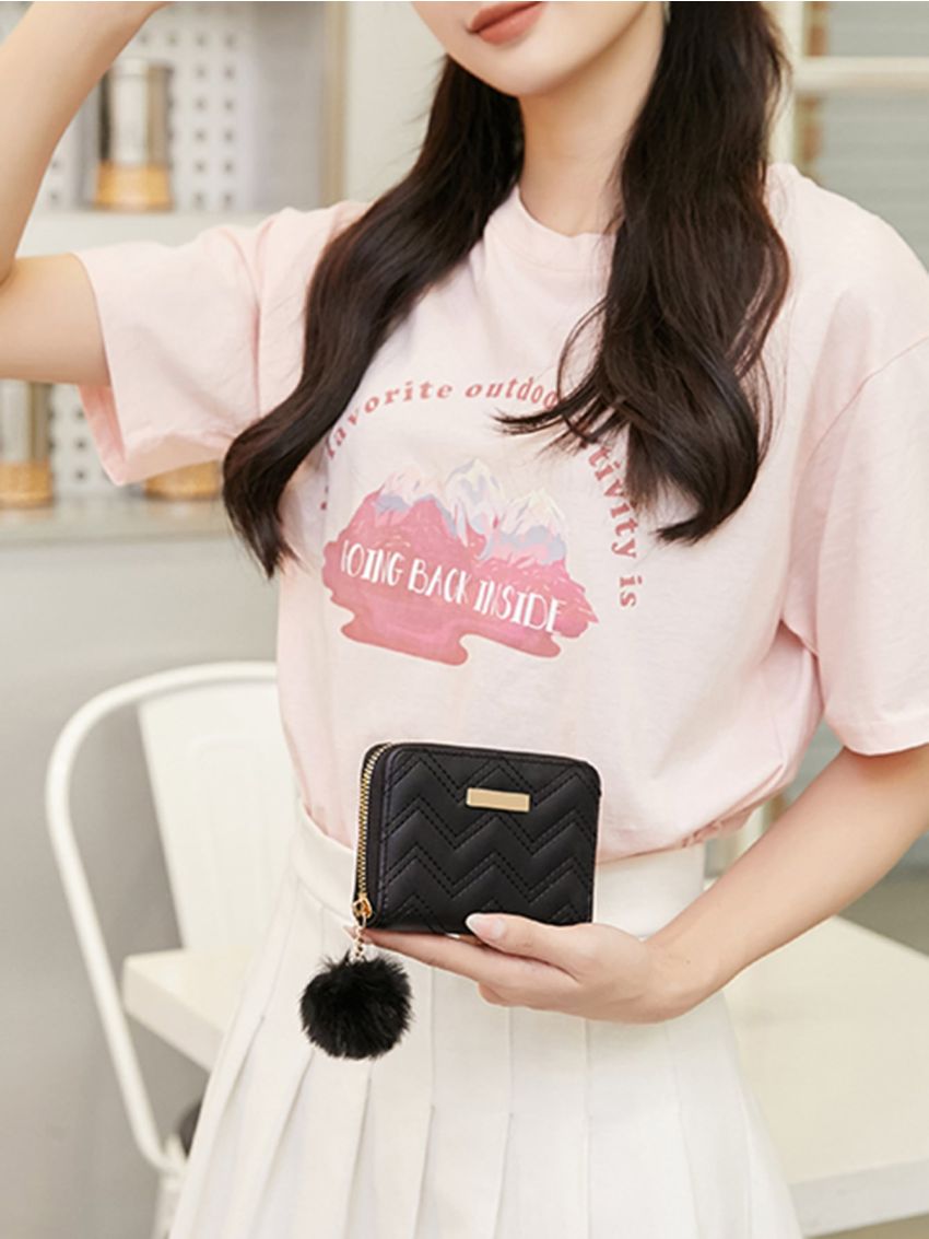 Chevron & Metal Detail Coin Purse