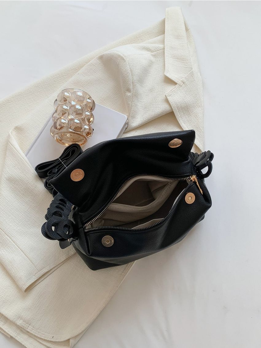 Litchi Embossed Hobo Bag