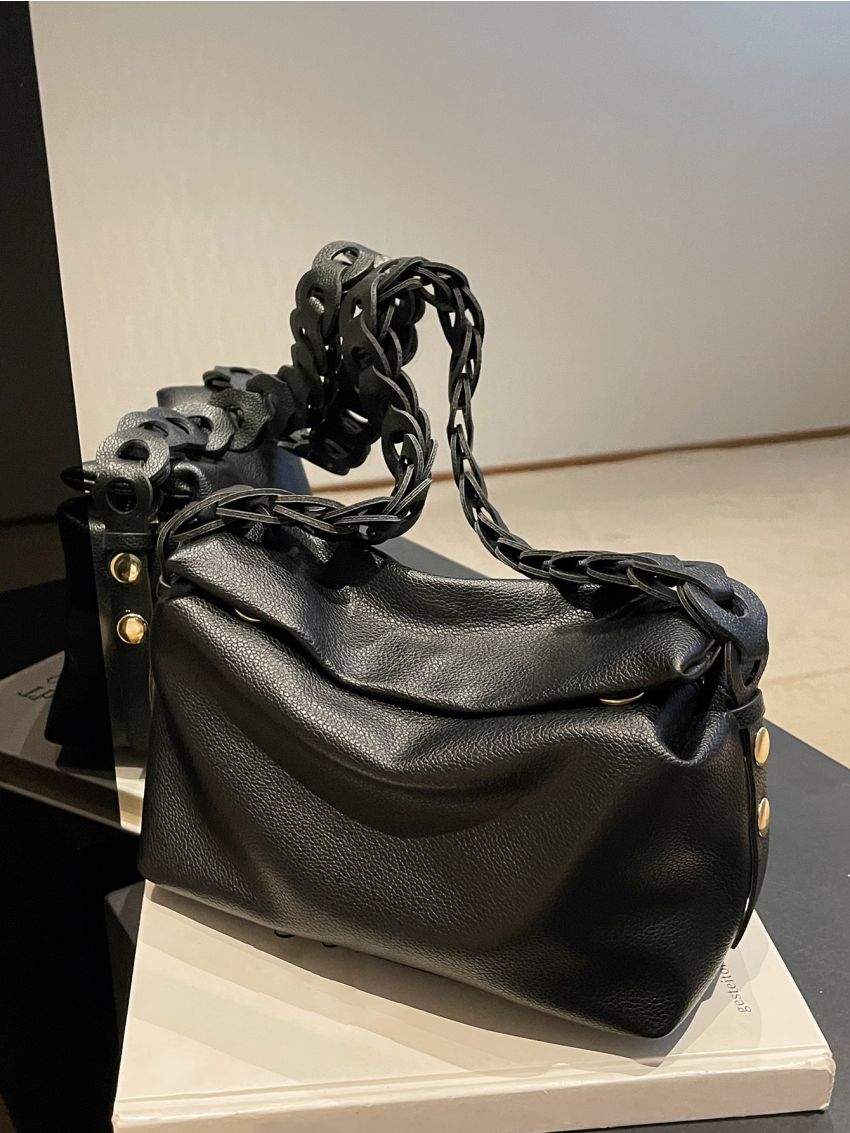 Litchi Embossed Hobo Bag