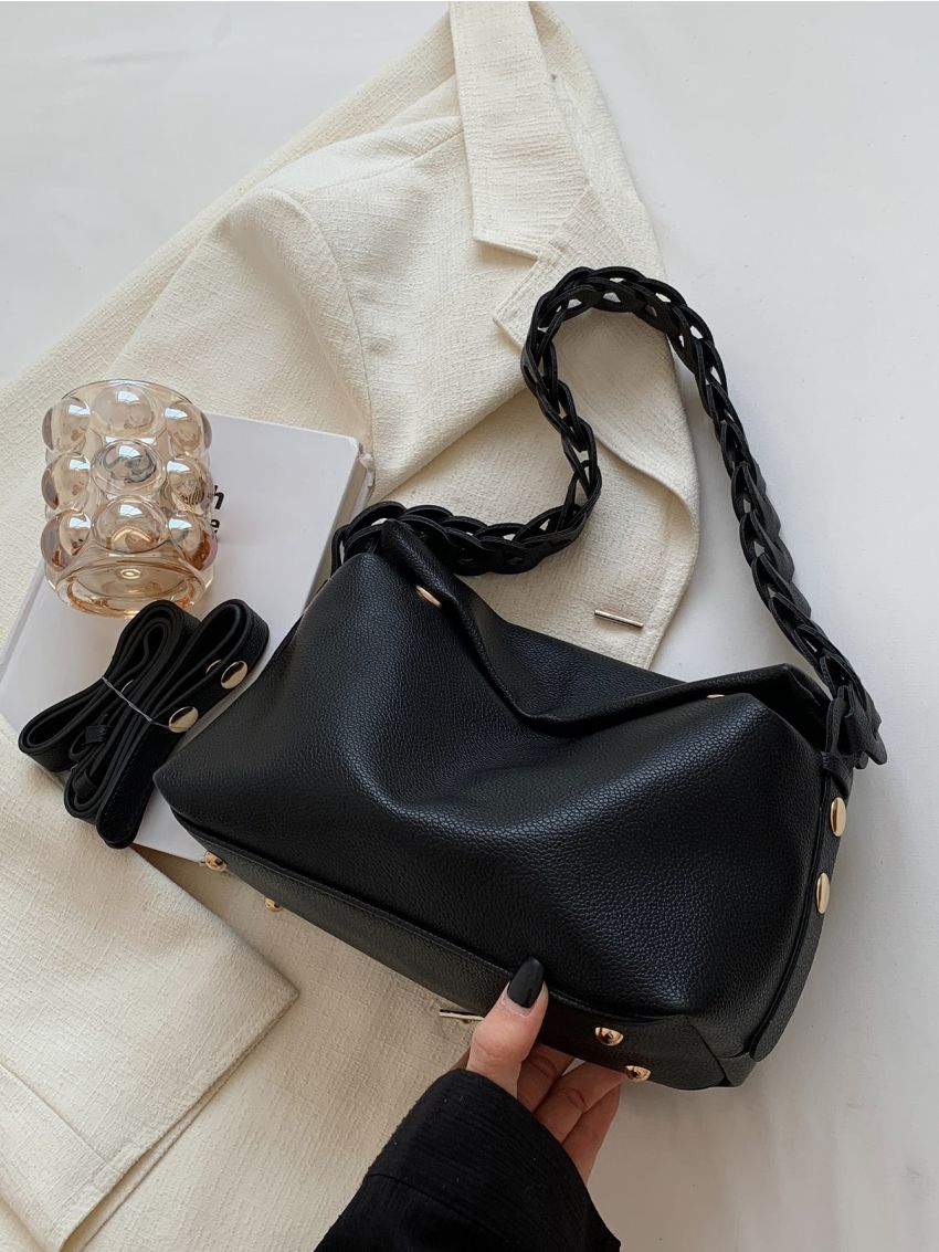 Litchi Embossed Hobo Bag