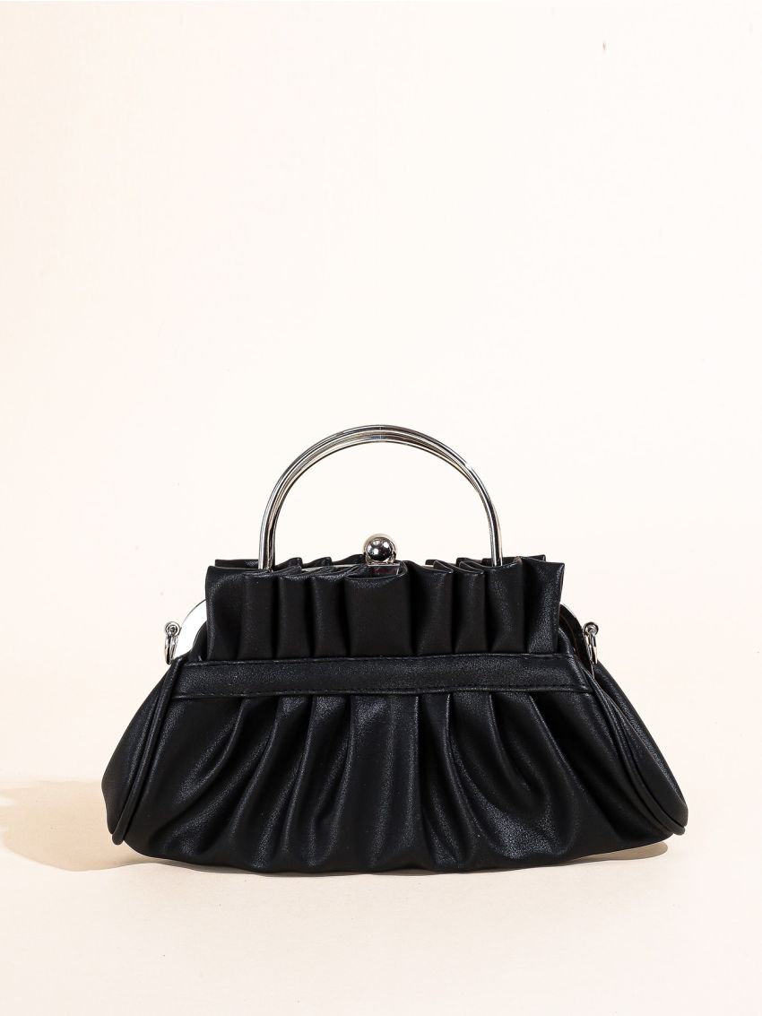 Rhinestone Decor Chain Ruched Bag