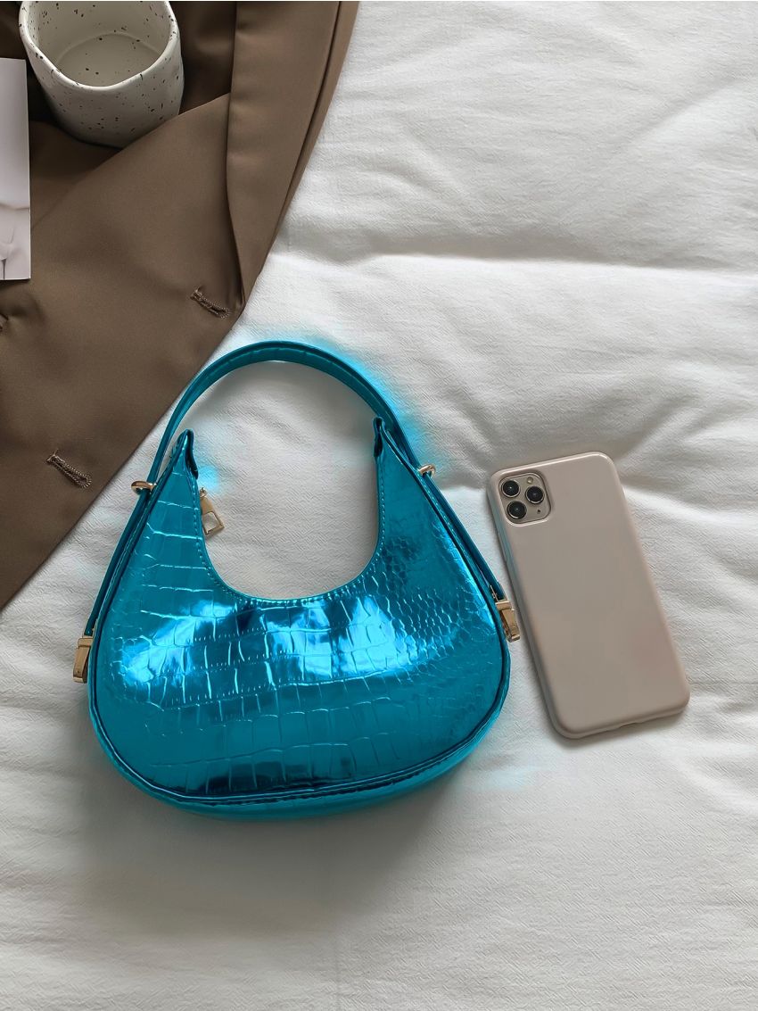 Mini Crocodile Embossed Hobo Bag