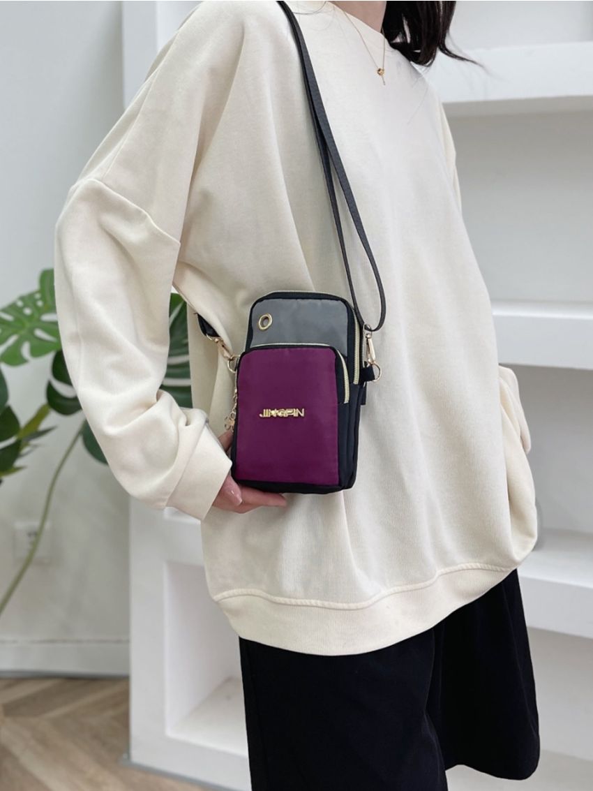 Color Block Letter Decor Phone Wallet